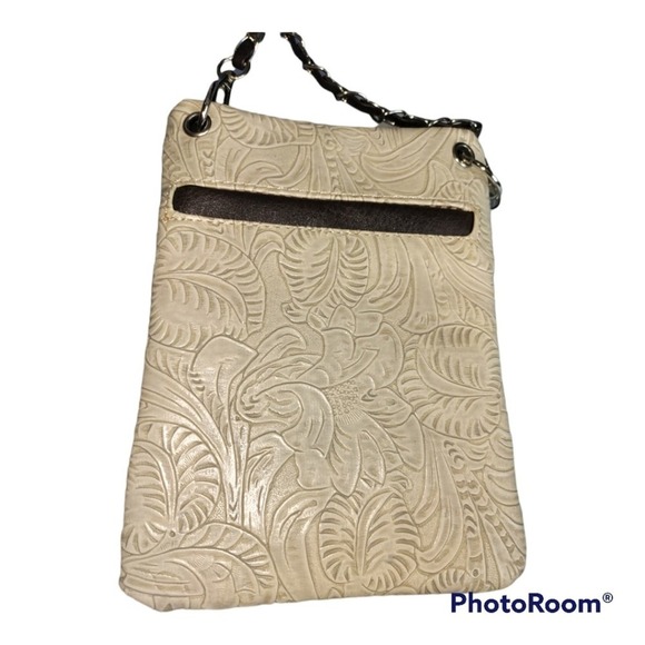 Cross and Wings jewel embellished crossbody messenger bag brown tan faux leather - Picture 4 of 14